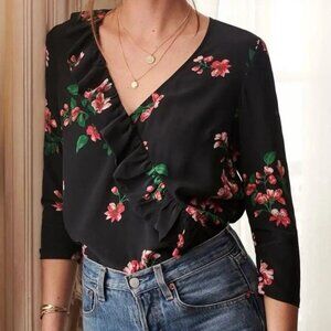 Sezane Floral Quitterie Blouse — Large